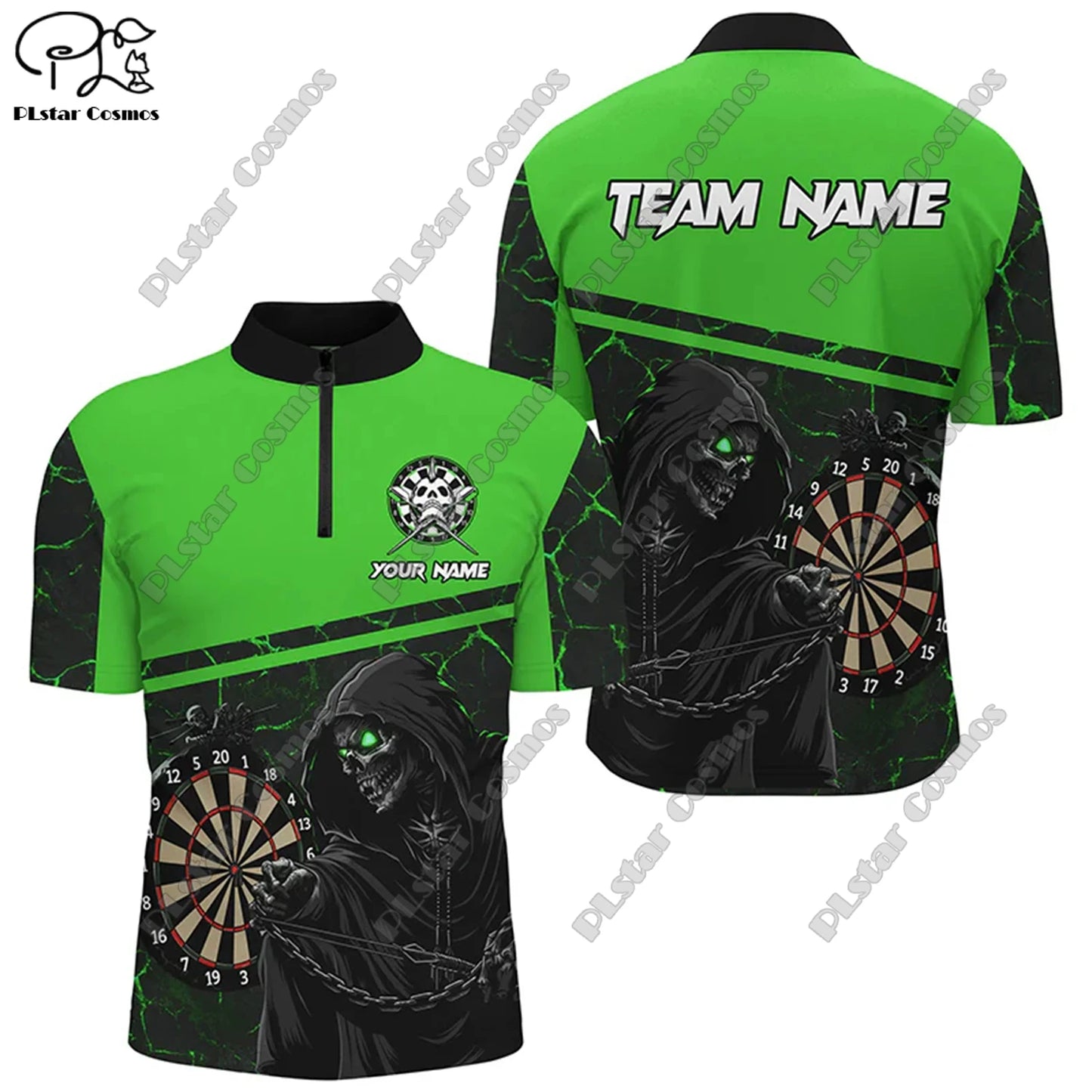 New Custom 3D Printed Flame Pattern Darts Stand Collar Zipper POLO Shirt Universal Casual Team Throwing Sports Unisex Tops D-10