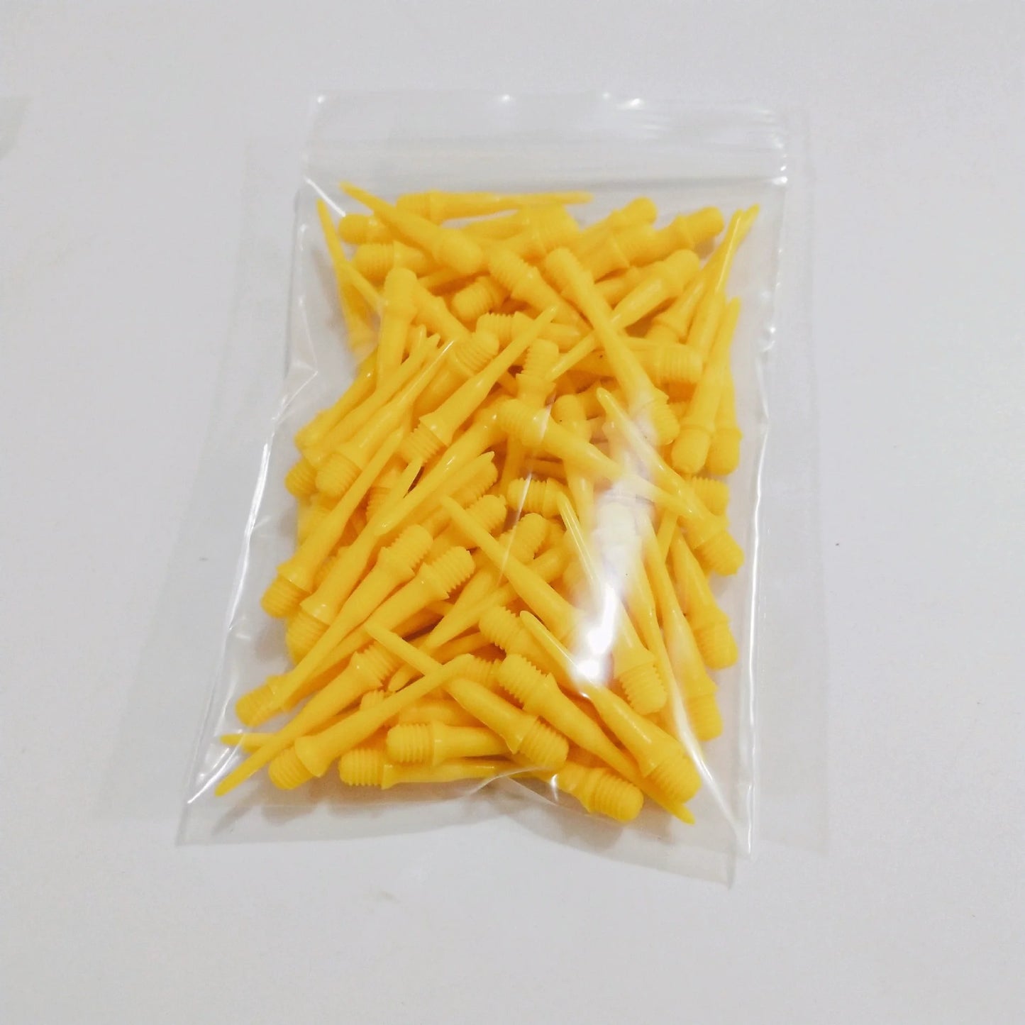 100pcs Safety Soft Dart Head 2BA Screws High Precision Professional Electronic Dart Replacement Plastic Parts in yellow.