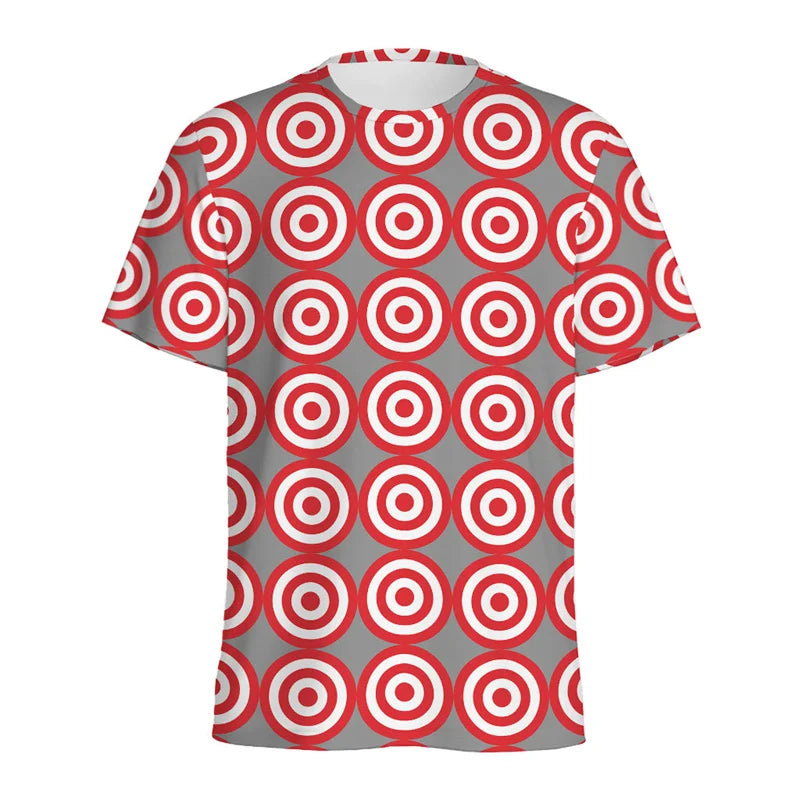 Darts Bullseye Target Pattern T-shirt 3D Printed Dartboard Tees Summer Round Neck T Shirts For Men Loose Short Sleeve Tops