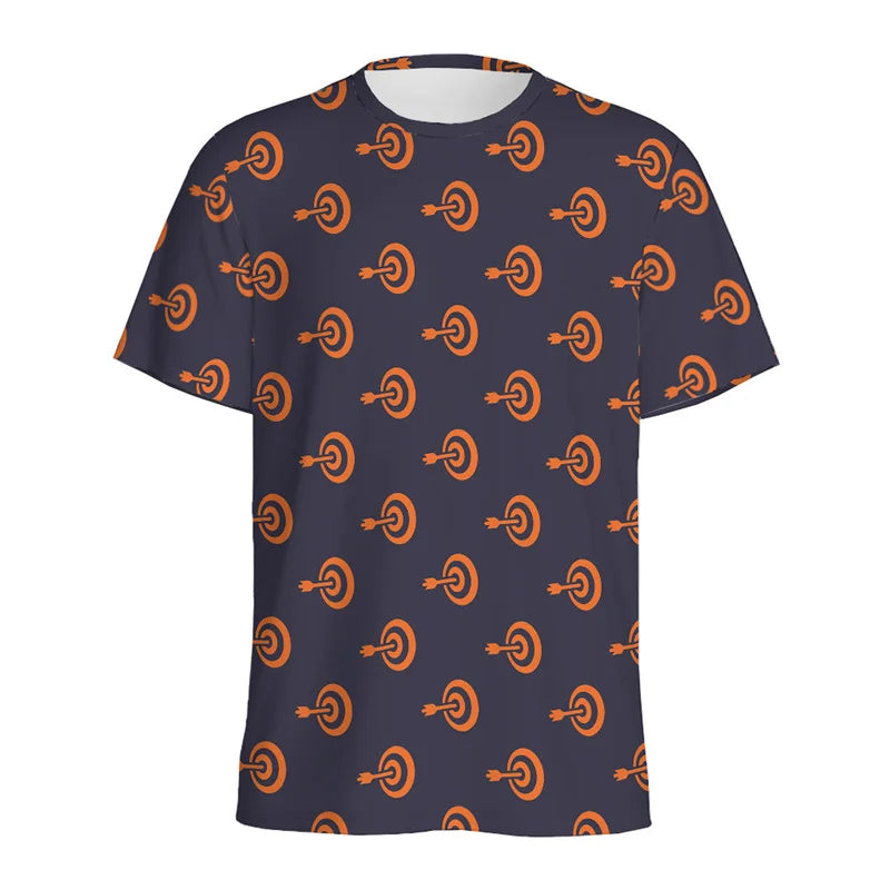 Darts Bullseye Target Pattern T-shirt 3D Printed Dartboard Tees Summer Round Neck T Shirts For Men Loose Short Sleeve Tops