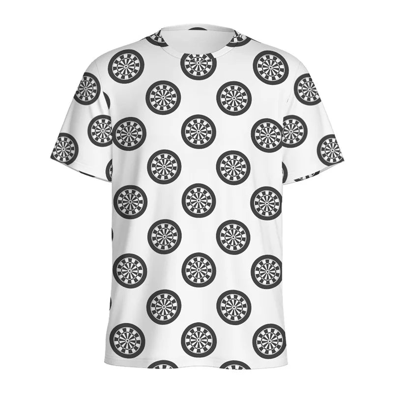 Darts Bullseye Target Pattern T-shirt 3D Printed Dartboard Tees Summer Round Neck T Shirts For Men Loose Short Sleeve Tops