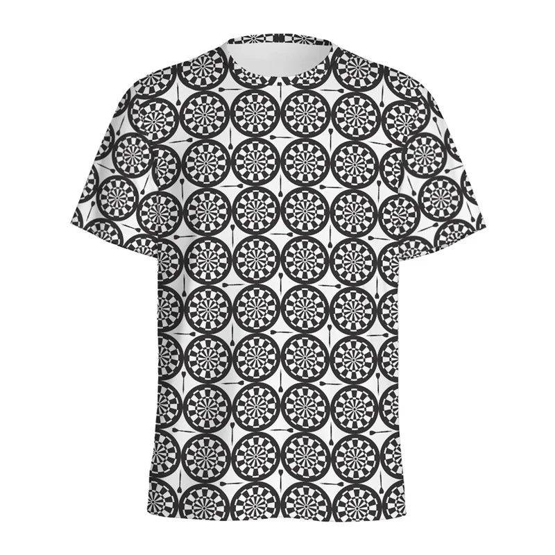 Darts Bullseye Target Pattern T-shirt 3D Printed Dartboard Tees Summer Round Neck T Shirts For Men Loose Short Sleeve Tops