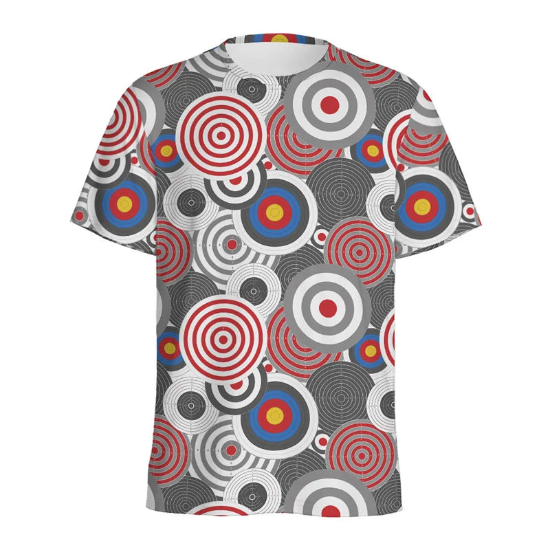 Darts Bullseye Target Pattern T-shirt 3D Printed Dartboard Tees Summer Round Neck T Shirts For Men Loose Short Sleeve Tops