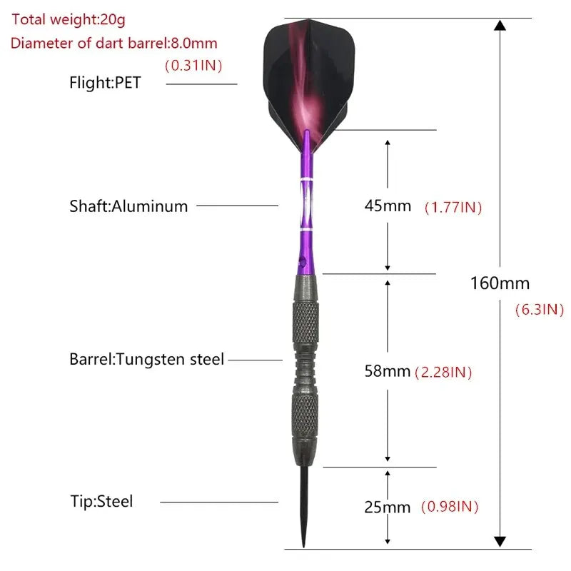 3pcs/set Of Metal High-grade Imitation Tungsten Steel Darts 20g