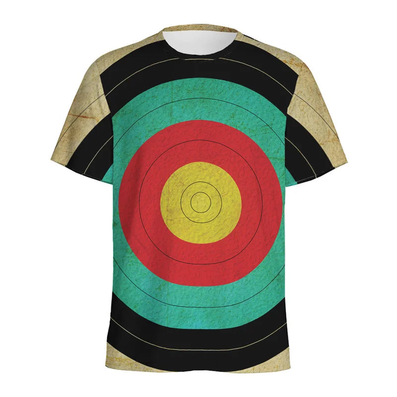 Darts Bullseye Target Pattern T-shirt 3D Printed Dartboard Tees Summer Round Neck T Shirts For Men Loose Short Sleeve Tops