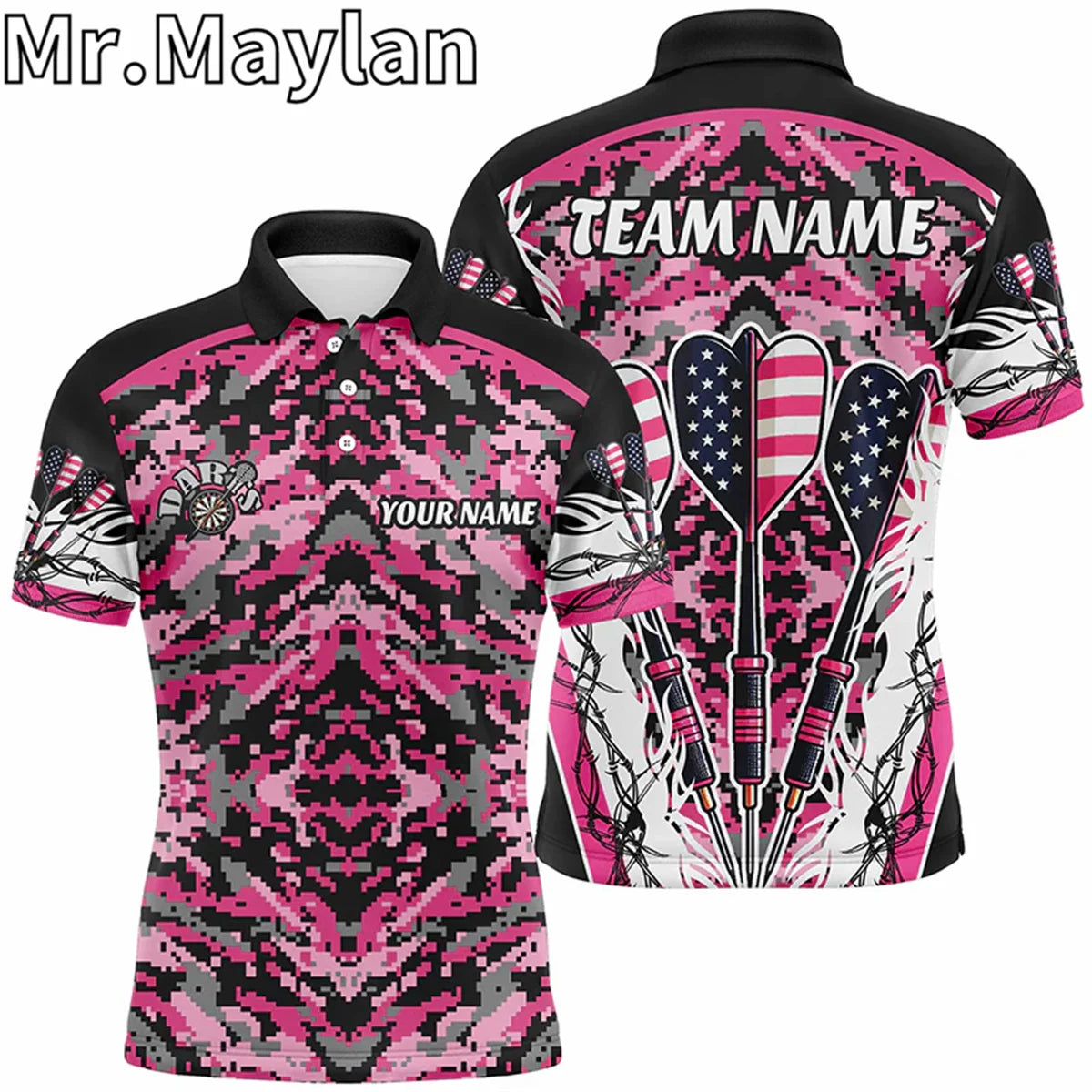3D Personalized Funny Owl Darts Polo Shirts For Men Custom Brown Darts Team Jerseys Unique Darts Apparel Gifts For Darts Lovers